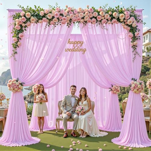 30ft×10ft Wrinkle Free Light Purple Backdrop Curtain Drapes, 6 Panels 5ftx10ft Sheer Tulle Chiffon Backdrop Panels Curtains for Wedding Baby Shower Birthday Party Stage Photo Home Decorations - Image 2
