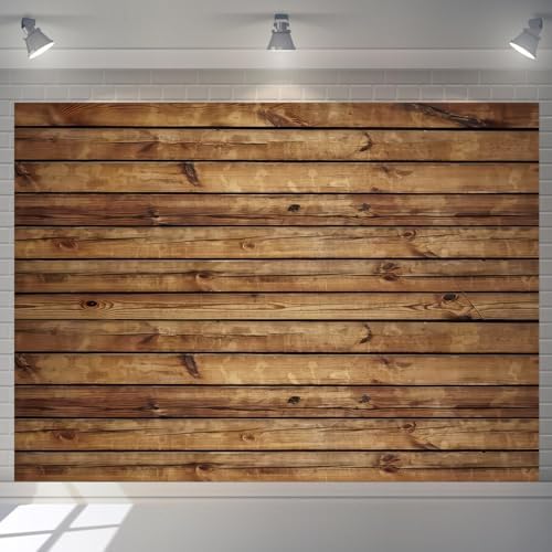 Wood Backdrop for Photoshoot Brown Wooden Panel Rustic Photo Background for Video Zoom Podcast Studio Office Wall Decor Baby Shower Birthday Wedding Party Banner Decorations Polyester Fabric 10x8ft - Image 2