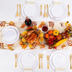 YOUBET 175PCS White Plastic Plates with Gold Rim for Wedding Party - Image 5