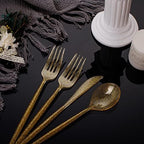 Supernal 180pcs Gold Glitter Plastic Silverware Set, Disposable Cutlery - Image 5