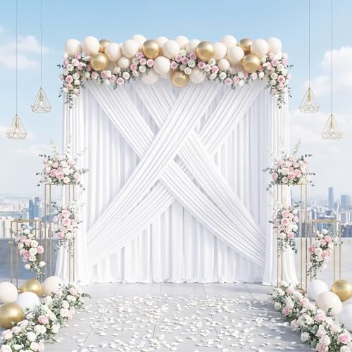 White Backdrop Curtains 20ftx10ft Wedding Polyester Photo Drapes - Image 2