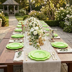 COLOSUS 60PCS Green Plastic Plates, Elegant Beaded Wedding Plates. - Image 5