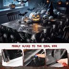 Kochorie 100 Ft x 54 Inch Halloween Graveyard Skeleton Tablecloth Roll with Cutter Box Waterproof Plastic Horror Theme Skeleton Ghouls Photography Backdrop for Halloween Spooky Party Decor - Image 4