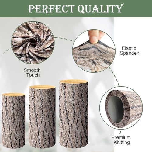 SaitiMade Set of 5 - Wood Cylinder Pedestal Stand Covers - Image 3