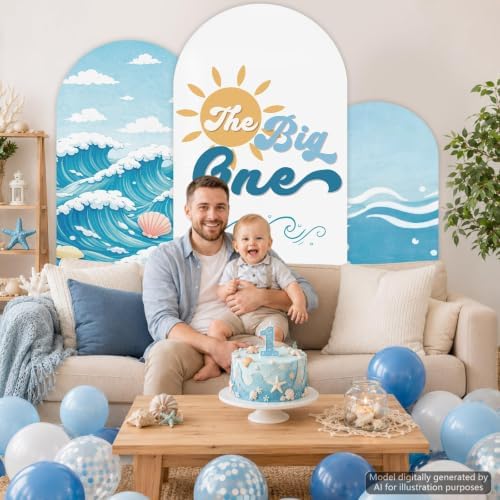 3Pcs The Big 1st Birthday Arch Backdrop Cover,Beach Party Decorations - Image 6
