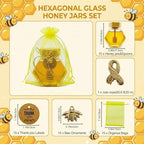 15 Sets 3.38 oz Hexagonal Glass Honey Jars With Favor Accessories - Image 2