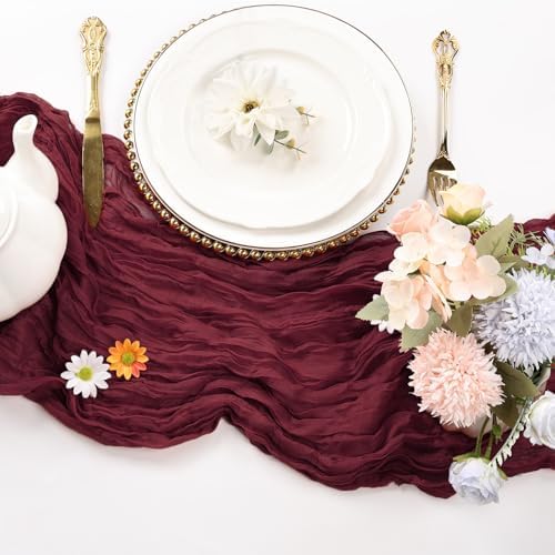 12 Pack Burgundy Cheesecloth Table Runner 10Ft 23 x 120 Inch - Image 5