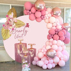 7.5x7.5ft Pure Pink Round Backdrop Cover Polyester We Can Bearly Wait Cute Bear Baby Shower Circle Background Arch Stand Cover for Gender Reveal Pregnancy Party Decorations Cake Table Banner - Image 3