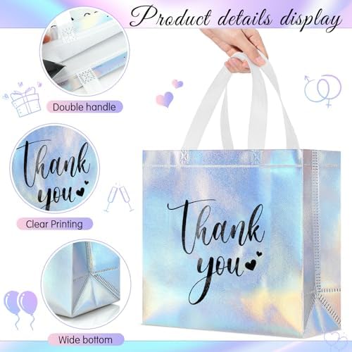 Sweetude 30 Thank You Non Woven Gift Bag, 11 x 12 x 5 Inch, Laser - Image 3