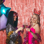 20 Pack Rose Gold Fringe Curtain Backdrop Birthday Bachelorette Party Decorations Metallic Tinsel Streamers Foil Backdrop Christmas Graduation Wedding New Year Party Decorations - Image 3