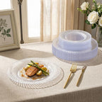 IOOOOO 100 Pcs 10" Clear Plastic Plates, Fancy Disposable Dinner Plates - Image 4