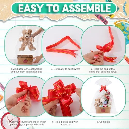 Funnymoom 24 Sets Apple Kraft Gift Baskets with Bags and Bows - Image 4