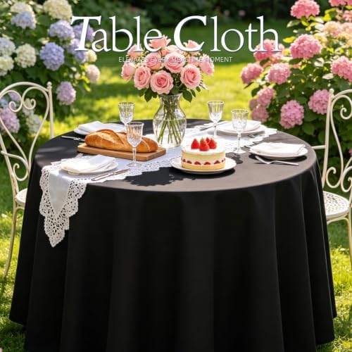 DRESSMAKER 10 Pack Round Tablecloth 90 Inch Black Cloth Fit 6FT Round Table - Image 2