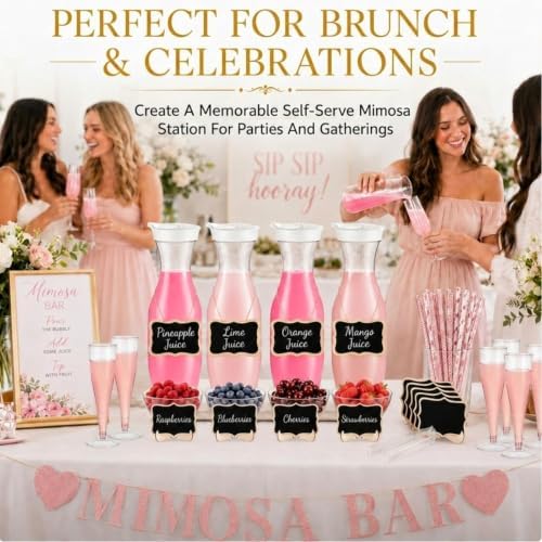 Mumufy 82 Pcs Mimosa Bar Supplies Carafes Flutes, Groovy, Mixed Colors - Image 3