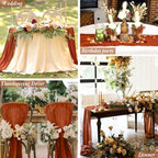 BLUETOP 10 Pack Terracotta Cheesecloth Table Runners 35x120 Inch, 10FT Rustic Burnt Orange Cheese Cloth Table Runner for Wedding Bridal Shower Baby Shower Birthday Holiday Decor - Image 5