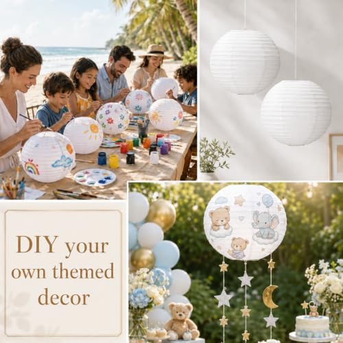 6 Pcs 18 Inch Large White Paper Lanterns Jumbo Hanging Party Decorations - Image 6