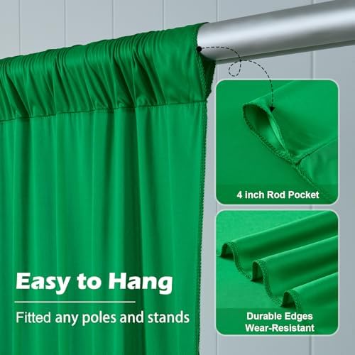 30 ft x 10ft Wrinkle Free Green Backdrop Curtain for Parties, 6 Panels 5x10ft Silky Polyester Green Backdrop Drapes Photo Back Drop Cloth for Wedding Birthday Baby Shower Photography Background - Image 4
