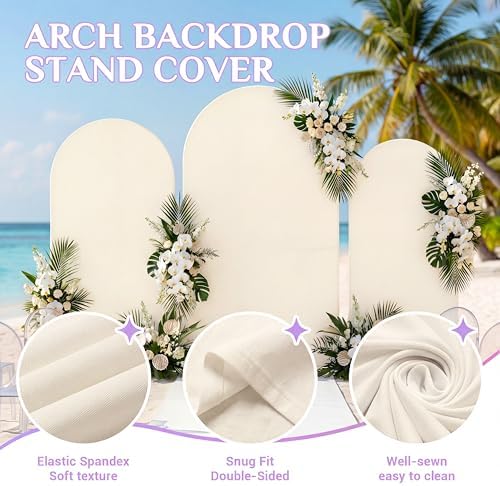 Set of 3 Metal Arch Backdrop Stand with Cover Set, (7.2FT, 6.6FT, 6FT Wedding Arch and Cover Set), Backdrop Arch for Party, Baby Shower, Birthday, and Graduation Ceremony - Image 5