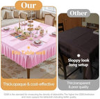 Wish Care Pink Spandex Tablecloths for 60x60 Inch Square Tables, Stretch Fitted Table Clothes with Pleated Ruffle Skirt for 60” Table, Wrinkle Free and Elastic, for Party Kitchen Home Dining - Image 5