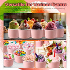 Jingmore Paper Ice Cream Cups 9oz Colored Disposable Dessert Bowls for Hot or Cold Party Food Cups for Birthday Baby Shower Easter Party Supplies(Pink,180 Pcs) - Image 6