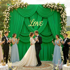 gogoparti 50ft x 12ft Green Wrinkle-Free Backdrop Curtain for Wedding Parties, Thick Polyester 10 Panels 5x12ft for Wedding Birthday Baby Shower Halloween Photography Party Background - Image 2