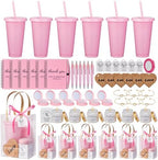 56Pcs Baby Shower Prizes for Game Winners Baby Shower Favors Gifts including Plastic Tumbler Notebook Scented Candles Ballpoint Pen Mirrors with Hair Brushes Bracelet Gift Bag (Pink) by Rigibright