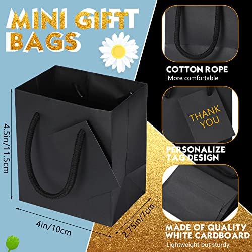 Zhehao 50 Pack Mini Gift Bags Bulk with Handles and Tags,Black - Image 2
