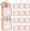 Abbylike 12 Pcs Floral Gift Bag Small Flower Tote Bag,Retro Pink by Abbylike