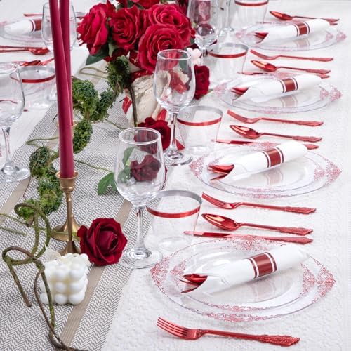 Hioasis 350 Pcs Clear Red Plates for Party - Image 6