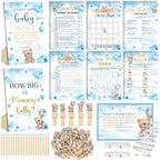 Funnymoom 426 Piece Blue Bear Baby Shower Games Set 8 Games for 50 Guests by Funnymoom
