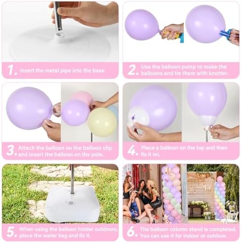 2 Sets Adjustable Balloon Column Stand Kit with Bases（Pastel Pink） - Image 5