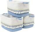 3 Pack Storage Basket for Shelves, Boho Cotton Rope Storage Bins with Heavy Tassel, Shelf Baskets Large Woven Baskets for Organizing, Cube Organizer Bins, Baby Laundry Basket for Clothes, Toys, Pets by Degeyoyo