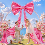 Big Hot Pink Bow Backdrop Party Decorations Pink Bow Decor 48x24x120 Inches Giant Bow Birthday Party Backdrop for Wedding Baby Shower Bridal Shower Photography Coquette Room Decor - Image 3