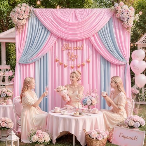 20ft x 15ft Pink Backdrop Curtains, Wrinkle Free Drapes Back Drop Cloth - Image 4