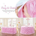 Leegleri 9ft Pink Tutu Table Skirt Tulle Curly Willow Table Skirt for Rectangle&Round Tables,Tutu Ruffle Tablecloth for Princess Girls 1st Baby Girl Birthday Party,Baby Shower Decoration,Gender Reveal - Image 5