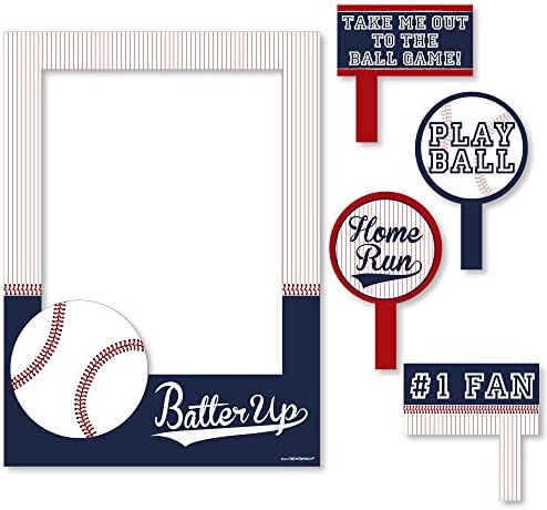 Big Dot of Happiness Batter Up - Baseball - Birthday Party or Baby Shower Selfie Photo Booth Picture Frame & Props - Printed on Sturdy Material by BigDotofHappiness