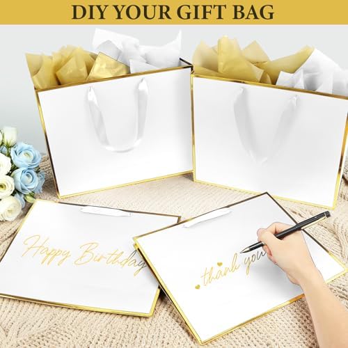 Addblu 24 Pack White Large Gift Bags with Handles & 72 Tissue Papers - Image 5