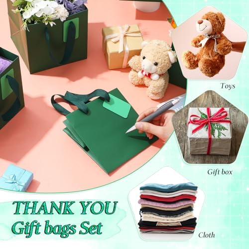 Windyun 50 Pcs Mini Paper Gift Bags with Handle 6 x 6 x 6'' Square Small Favor Bag with DIY Thank You Tag for Christmas Birthday Wedding Bridal Shower Bridesmaid Graduation Party (Green) - Image 6