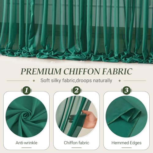 10ft×10ft Wrinkle Free Hunter Green Backdrop Curtain Drapes, 2 Panels 5ftx10ft Sheer Tulle Chiffon Backdrop Panels Curtains for Wedding Baby Shower Birthday Party Stage Photo Home Decorations - Image 5