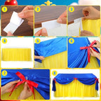 5 Pcs Princess Snow Party Decor Blue and Yellow Table Skirt 30 x 108 in - Image 3