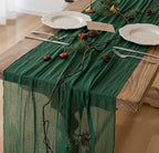 6Pcs Emerald Green Cheesecloth Table Runner 120 Inches for Party Home Decor by KEKETOARRANGE