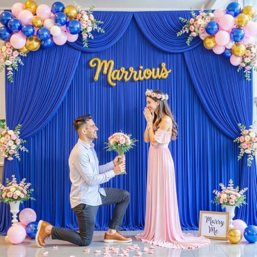 10ft x 7ft Royal Blue Backdrop Curtain for Parties Blue Wrinkle Free Backdrop Drapes Panels for Baby Shower Birthday Party Wedding Photo Photography Polyester Fabric Background Decoration - Image 2