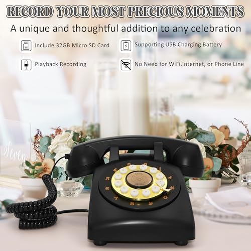 Audio Guest Book Wedding Phone, Retro Audio Phone Guestbook with Clear Voice Recording for Wedding Reception, Bridal Shower, Birthday, Baby Shower, Anniversary, Engagement - Image 2