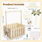 Wooden Baby Shower Crate Closet With Hanger Rack, Wooden Baskets for Baby Shower With Handle Girl Welcome Box Personalized Baby Gifts Crates - Easy Assembly (Girl) - Image 2