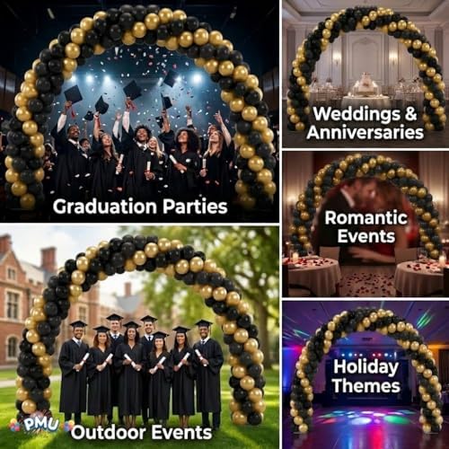 PMU DIY Professional Balloon Arch Deluxe Kit (Black and Gold) Balloon Garland for Party Decoration, Decoration Kit for Birthday Party, Wedding, Graduation, Baby Shower (41686-61646) Pkg/1 - Image 7