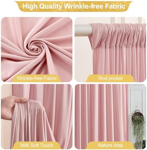 16x10FT Dusry Rose Backdrop Curtains for Wedding Parties, Wrinkle Free Polyester Photography Backdrop Drapes for Birthday Parties Baby Shower Stage Background Stand Decorations 4x10ft,4 Panels - Image 2