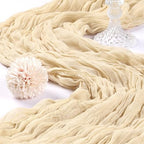 12 Pack 10Ft Beige Cheesecloth Table Runner 23 x 120 Inch - Image 3