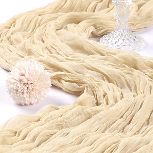 12 Pack 10Ft Beige Cheesecloth Table Runner 23 x 120 Inch - Image 3