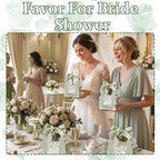 ForraFun 100 Sets Floral Wedding Favor Boxes with Pearl Pendant Bow, Green - Image 3