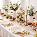 Ivory Disposable Plastic Plates 125pcs Scalloped Gold Rim for 25 Guests - Image 6